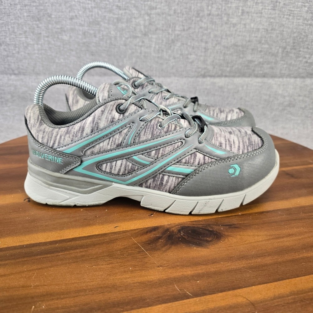 Wolverine‎ Womens Grey Teal Safety Toe EH Work Shoes Sneakers W10753 Size 8M